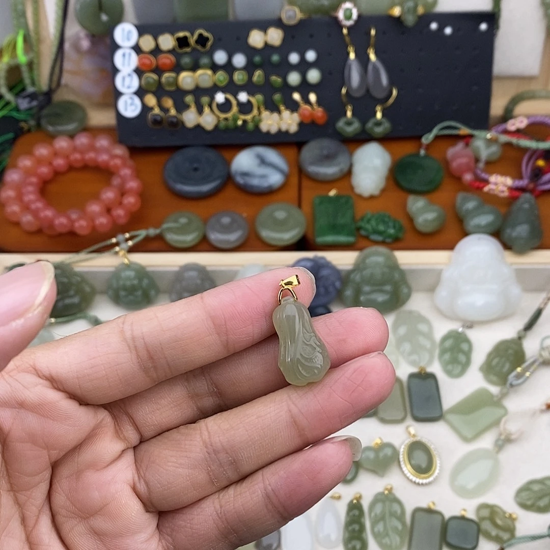 和田玉银S925镶嵌吊坠(不含链)