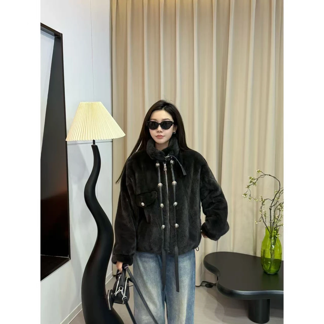 【MM毛】MMLi CLOTHES｜冬款机车高级灰色水貂外套 mm2454