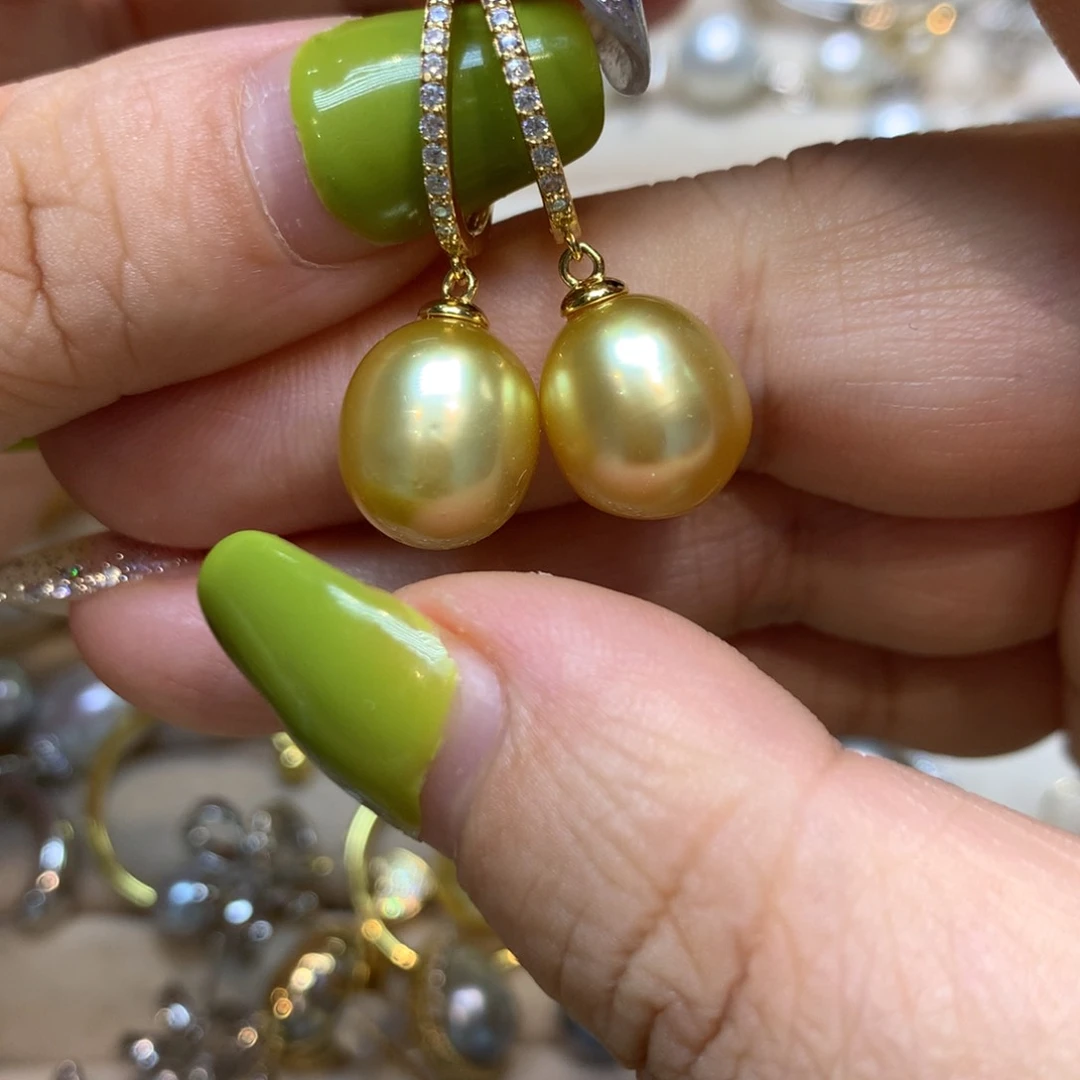 银S925镶嵌海水珍珠耳饰