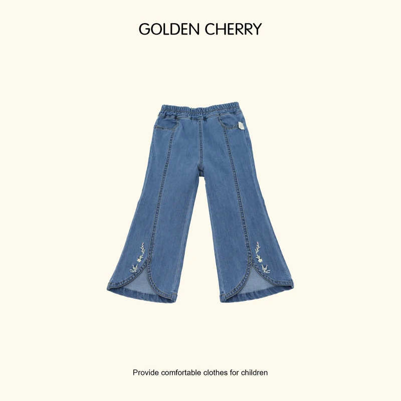 【Golden cherry】儿童开叉中竖线牛仔喇叭裤28562