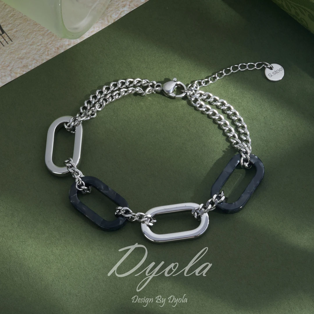 钛钢树脂手链 Dyola「昼夜轨道」个性ins拼接环环相扣B305065