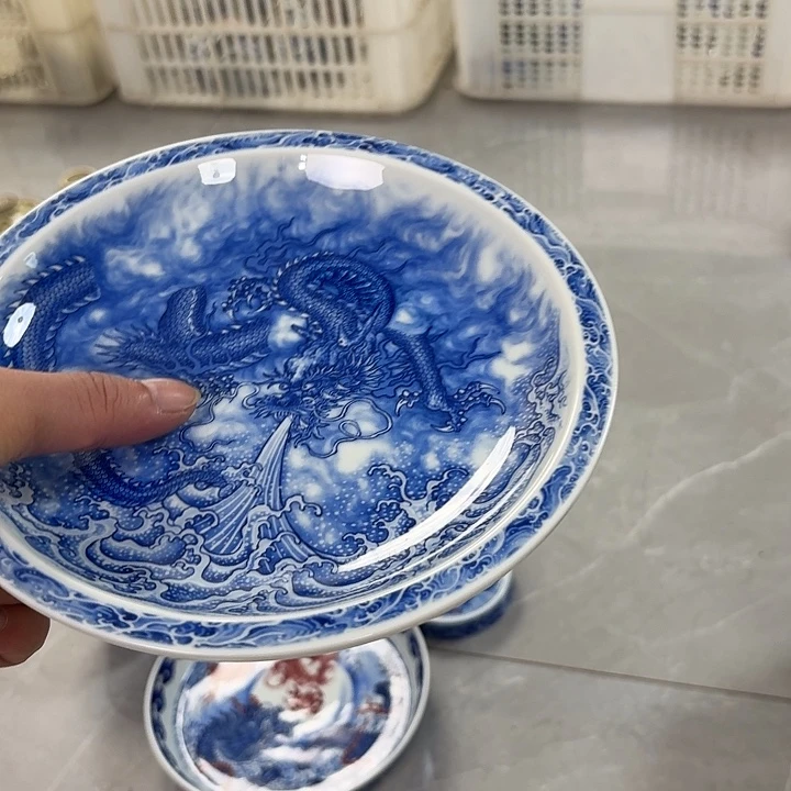 瓷片墨龙吸水大胡乘景德镇
