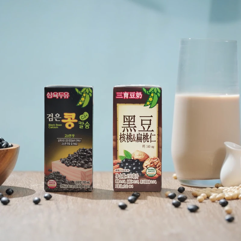 韩国进口三育黑豆豆奶核桃扁桃仁植物蛋白饮料即饮营养早餐奶盒装