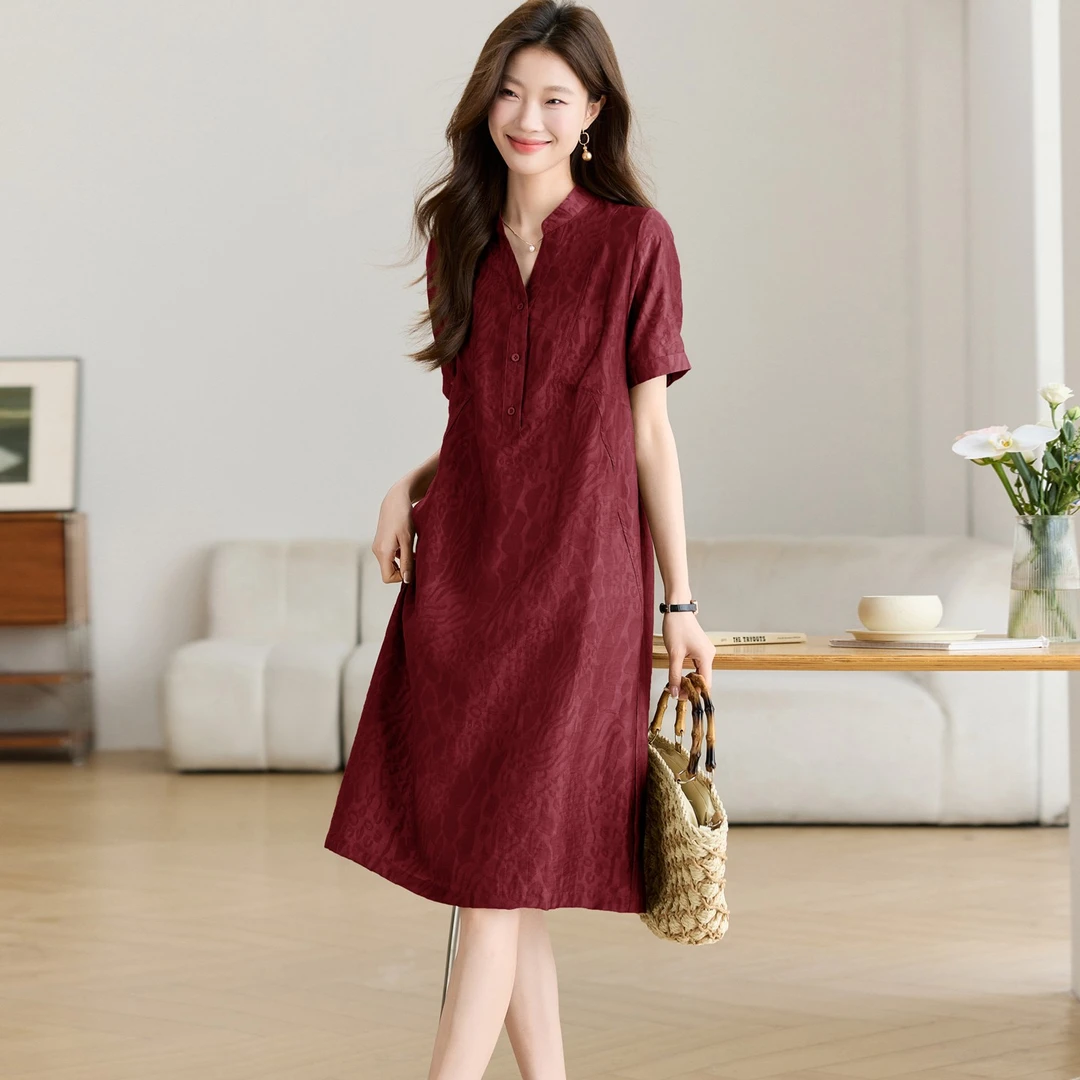 天丝连衣裙2025新款今年流行爆款夏季巨好看遮肚子显瘦连身裙子女