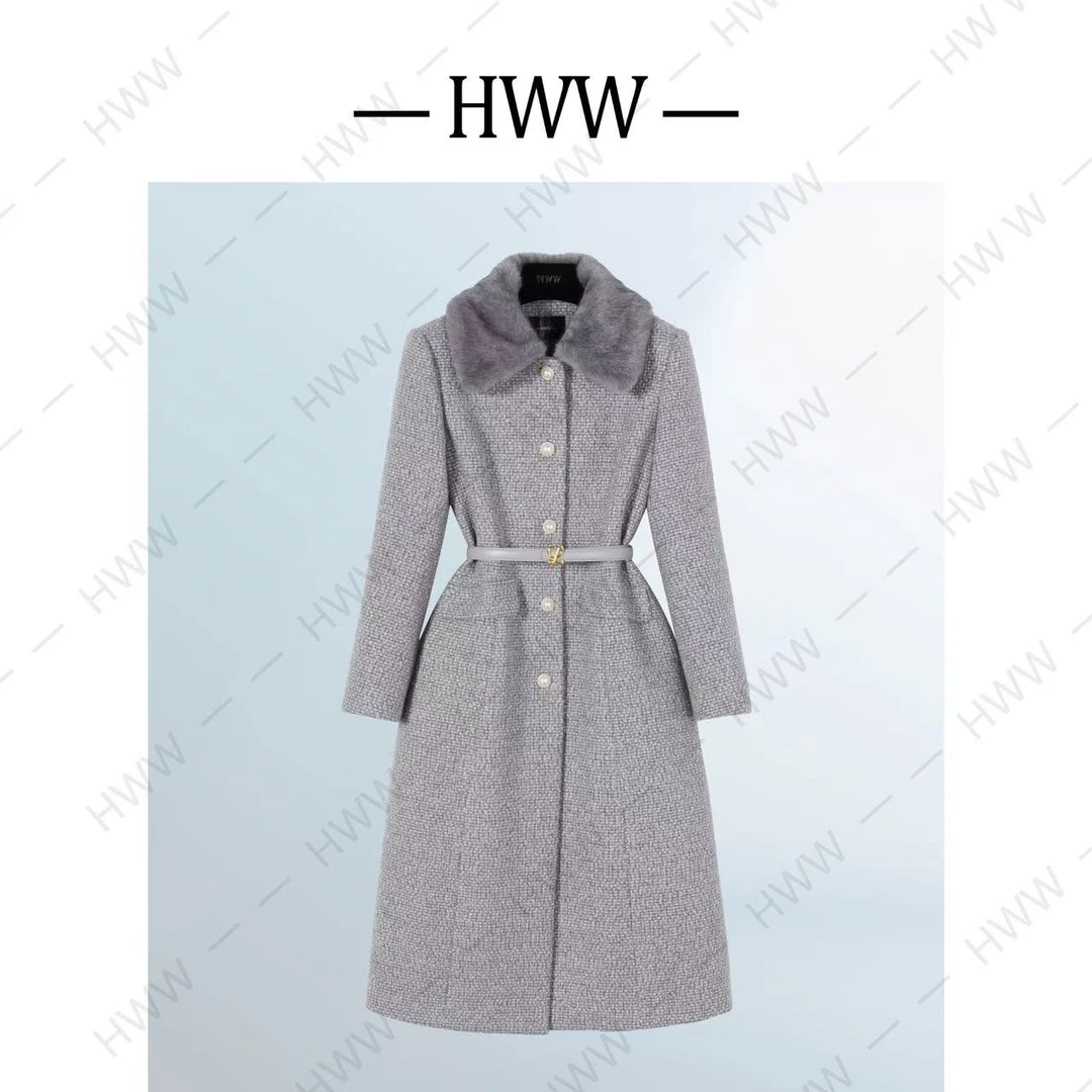 鹅绒服(袖子有绒)时尚法式气质收腰轻奢长款羽绒服DHZZR407863