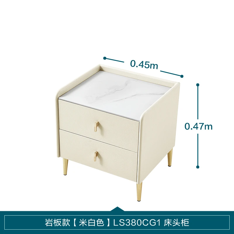 林氏家居现代轻奢床头柜岩板床边小柜卧室收纳柜LS380 ZH【G】