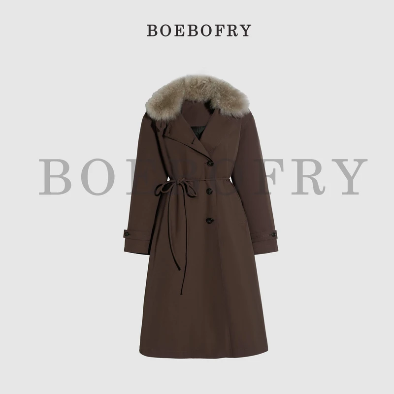 BOEBOFRY<云舒雁远>冬季轻奢收腰系带可拆卸厚风衣鹅绒服BE4F1116