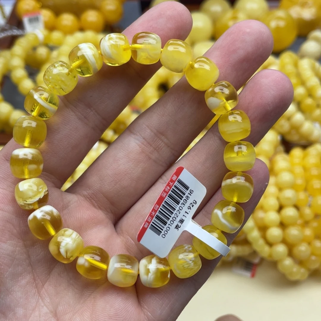 手链蜜蜡未镶嵌金瓷白老型手链