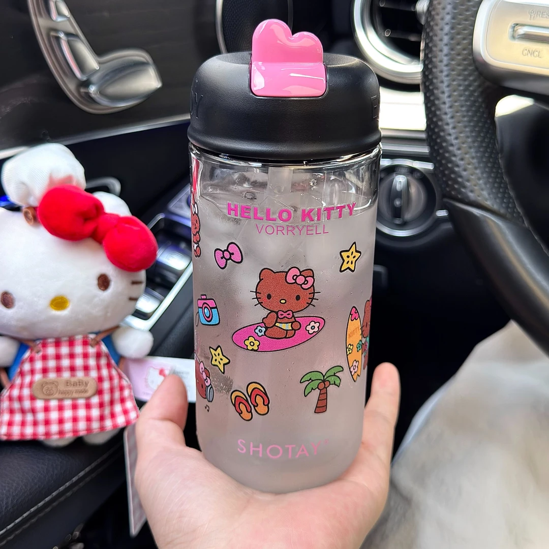 元森商店 户外夏季吸管水杯女生tritan耐高温便携小巧ins透明水杯