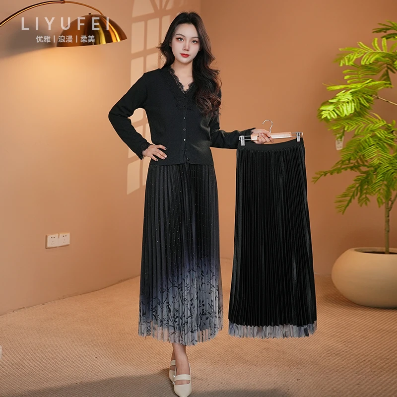 【正反两穿】百褶半身裙女2025春季新款垂感大摆裙