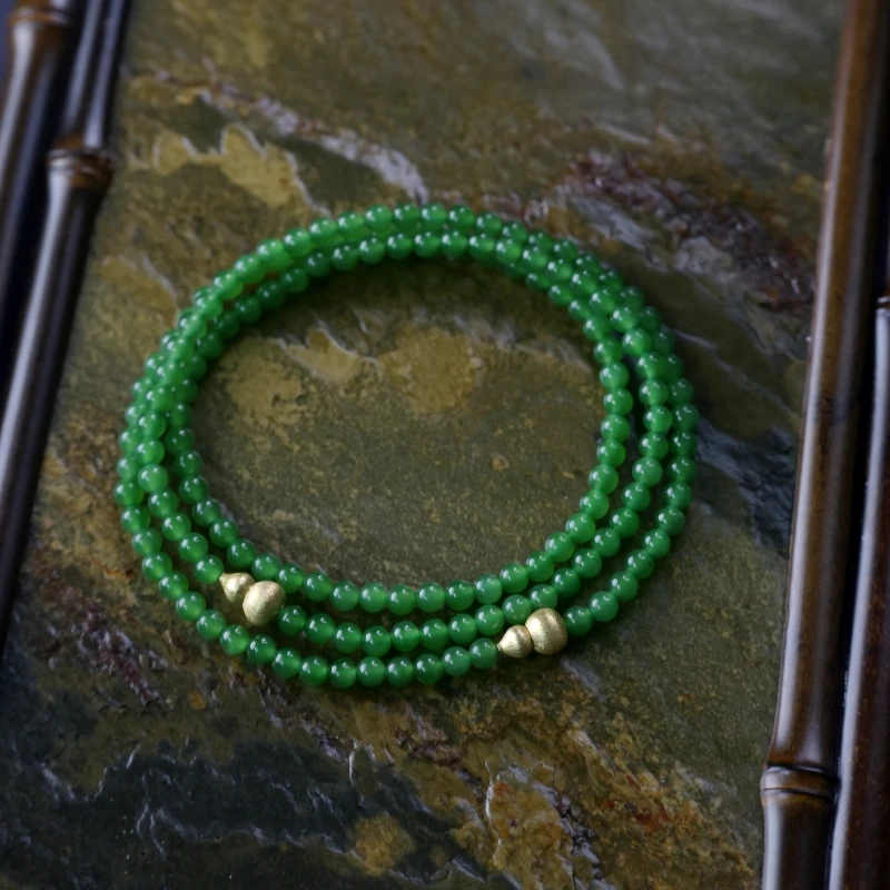 18k精品和田玉碧玉项链/多样性发其一