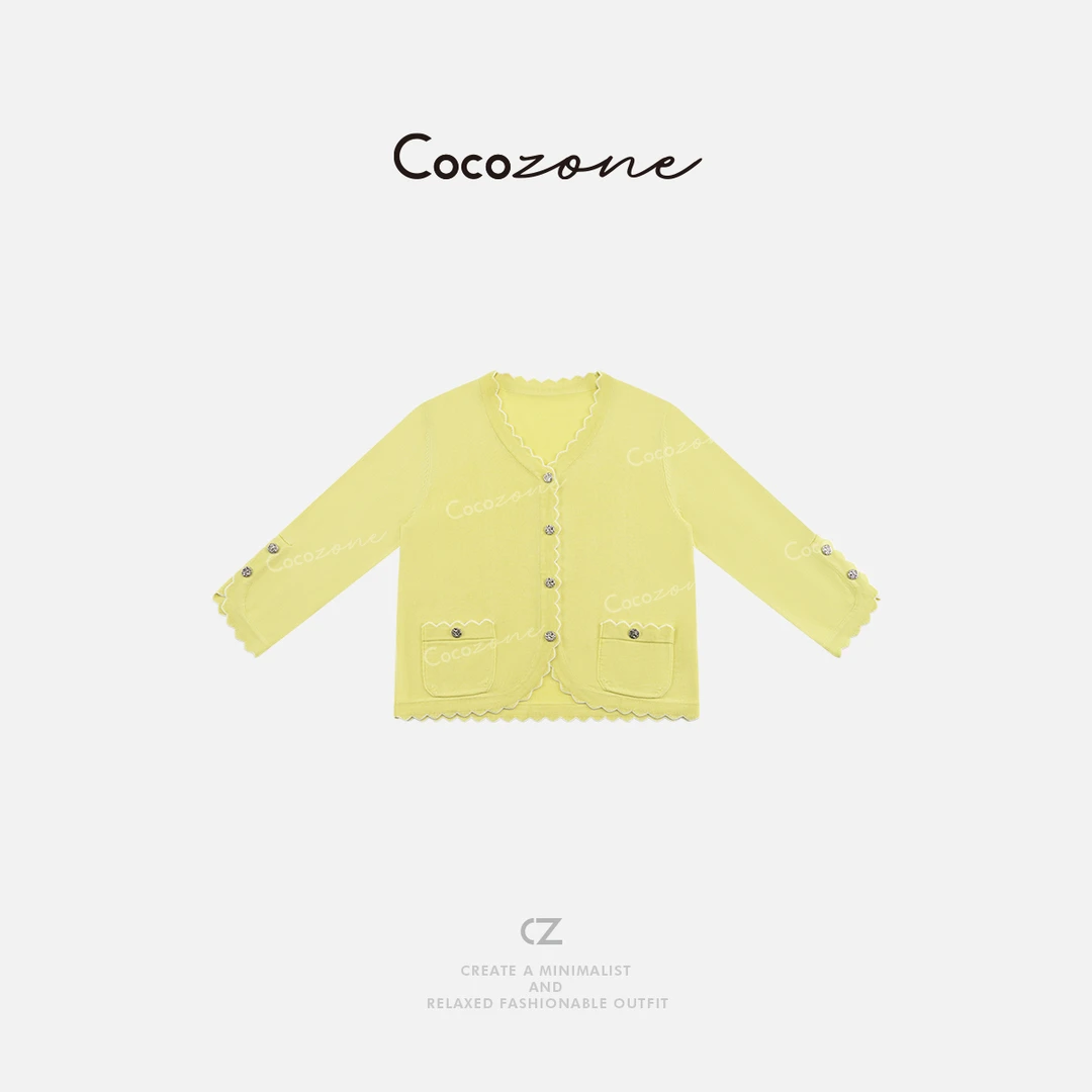 COCO ZONE 刘一一“醒春集”莱赛尔绵羊毛波浪花边针织开衫CD1A0067