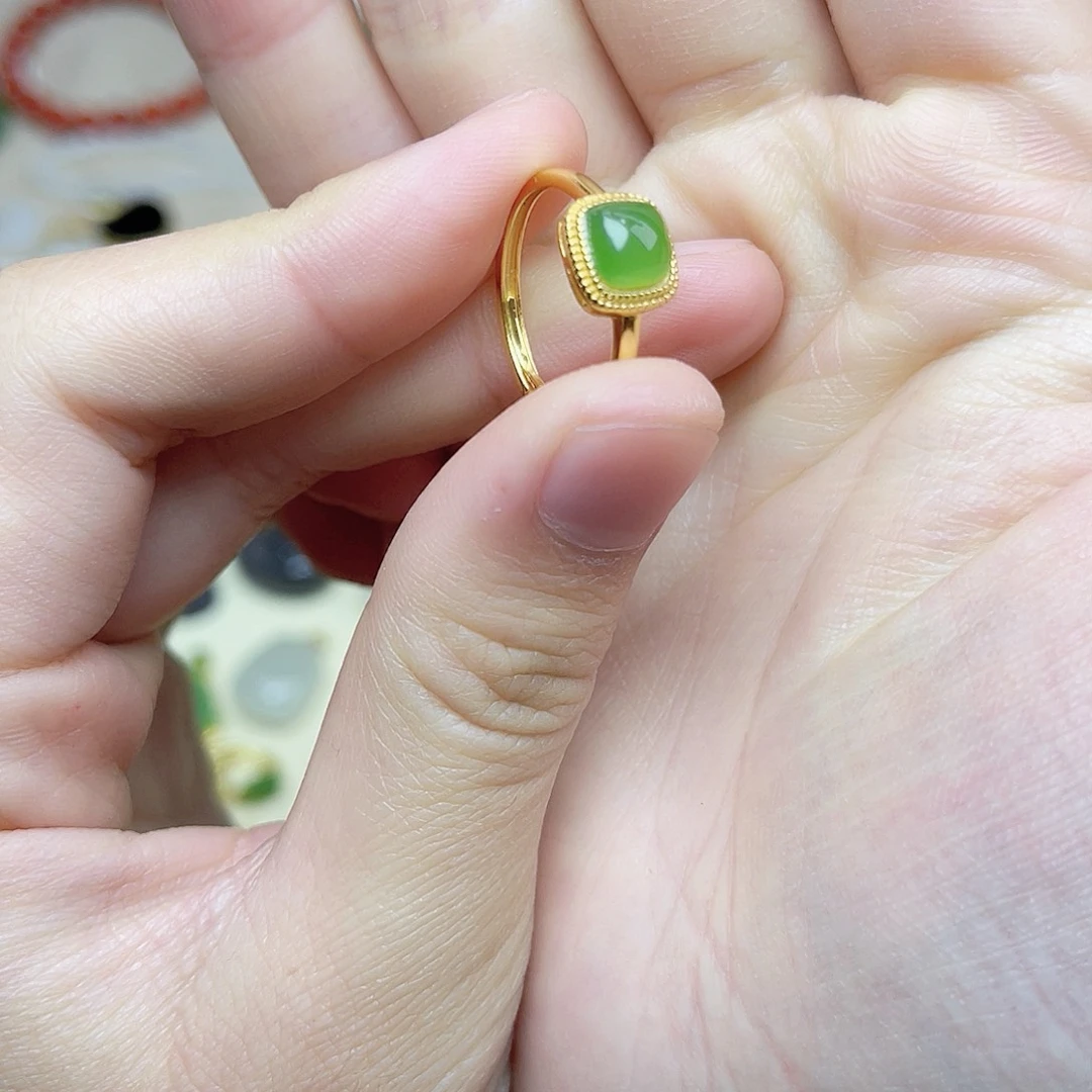 和田玉银S925镶嵌戒指06