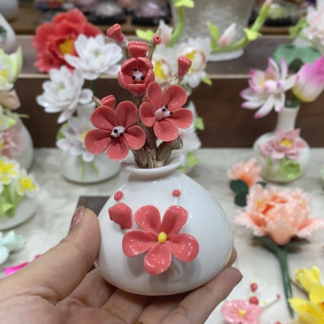 瓷片陶瓷手工花摆件