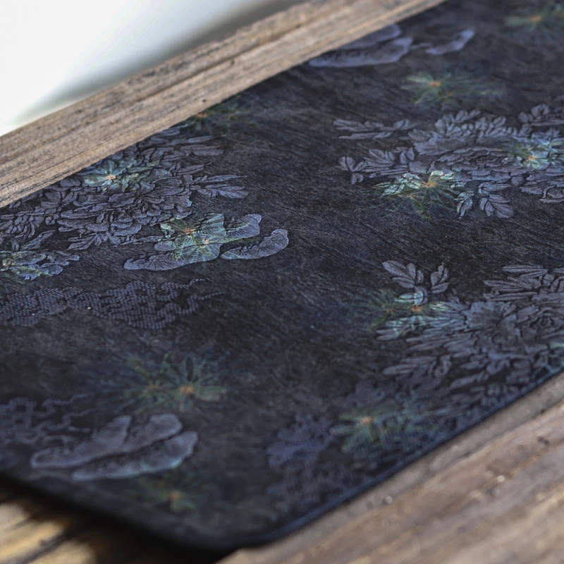 【见珊】蓝色雏菊香云纱茶席50*24（V1121）