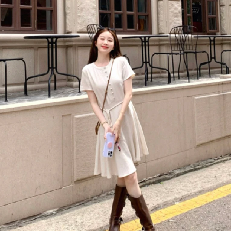 全新未使用 Chanel/香奈儿 希腊系列连衣裙 米白/40