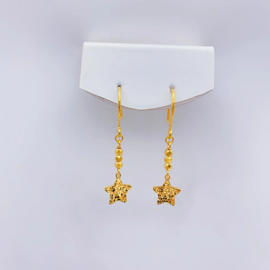 老庙黄金2 足金5G工艺碎碎冰星星时尚精致气质耳钩2.59克