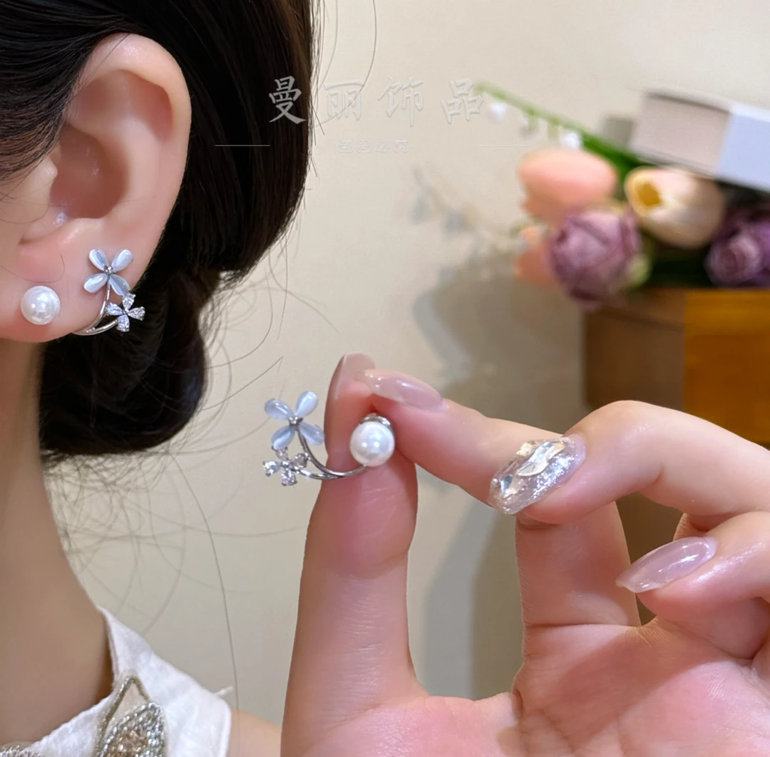 铜合金耳饰 2025精致冰透花珠耳钉