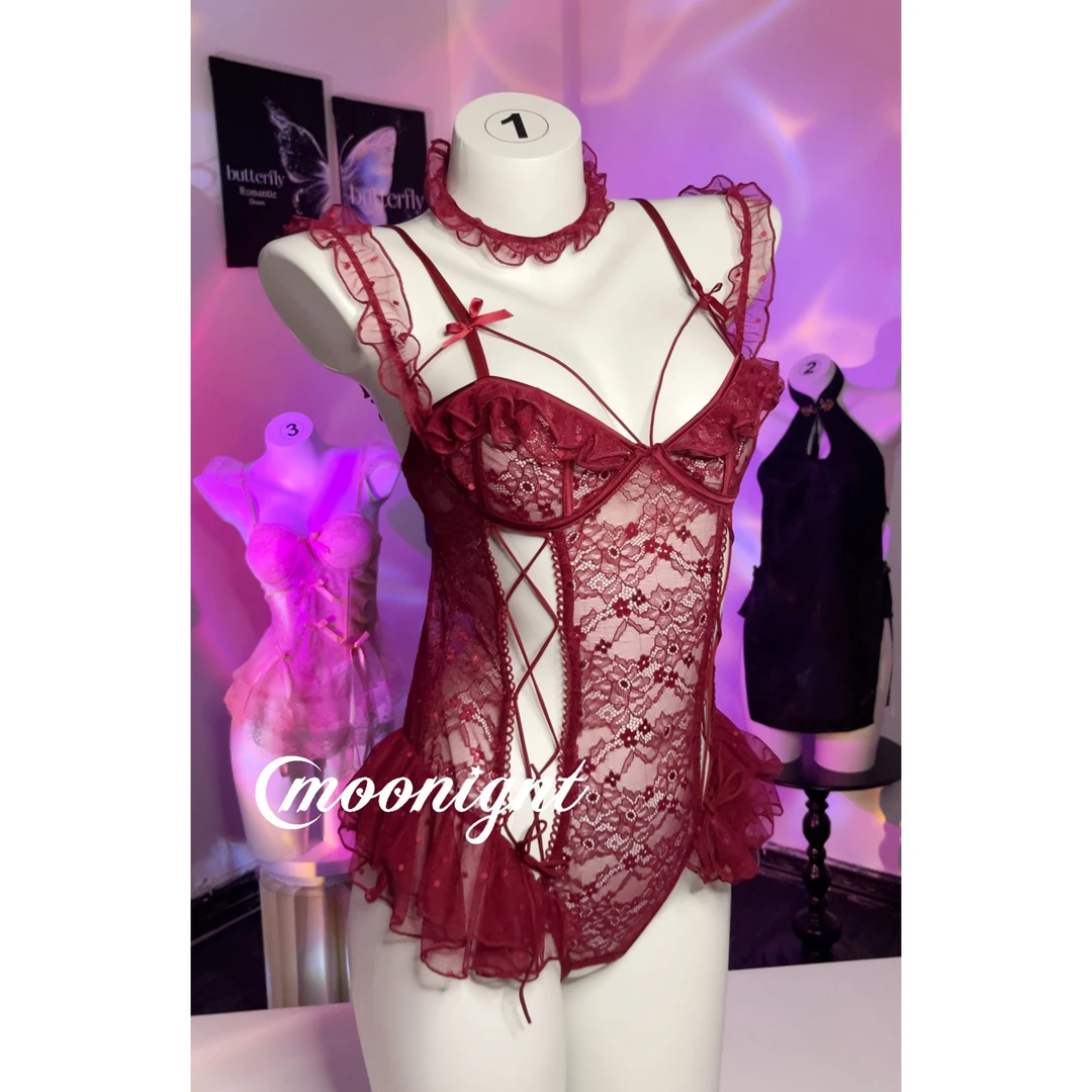 修身绑带显瘦吊带睡裙连衣裙火辣2390蕾丝小胸睡衣