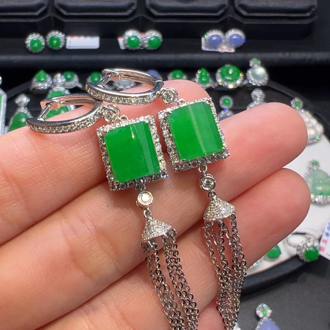 翡翠18K金镶嵌耳饰收到货48小时鉴赏期