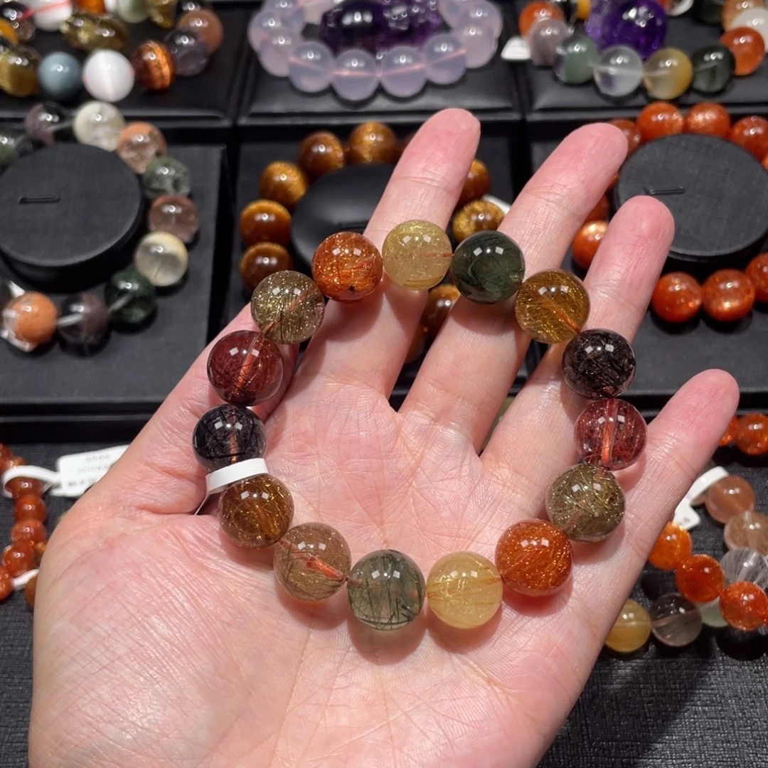 水晶手链未镶嵌彩发14mm