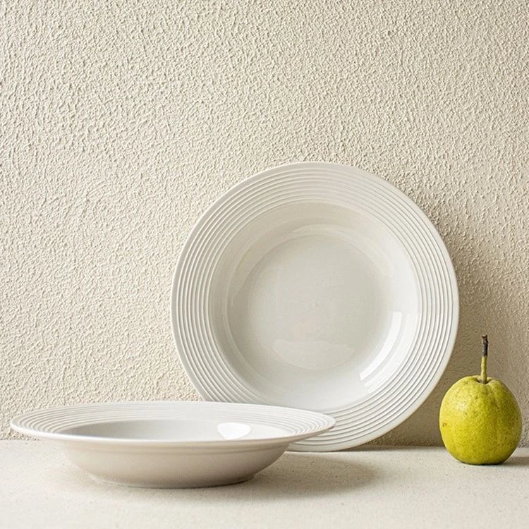 盘子ins高颜值简约家用沙拉陶瓷草帽汤盘意面深盘餐具西餐盘yw