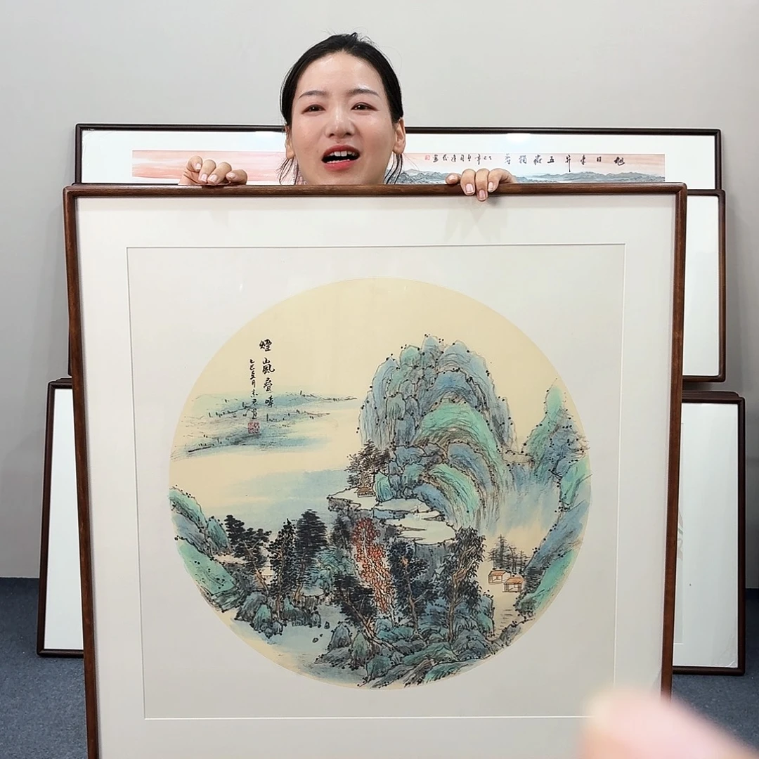 国画手绘作品山水80×80尺寸