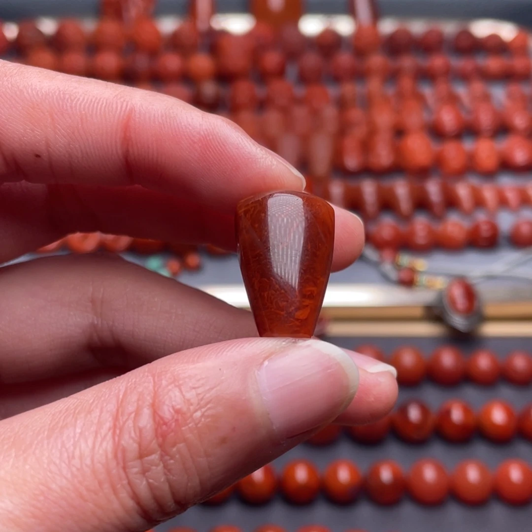 南红玛瑙未镶嵌其他W对孔13瓦西火焰纹三通