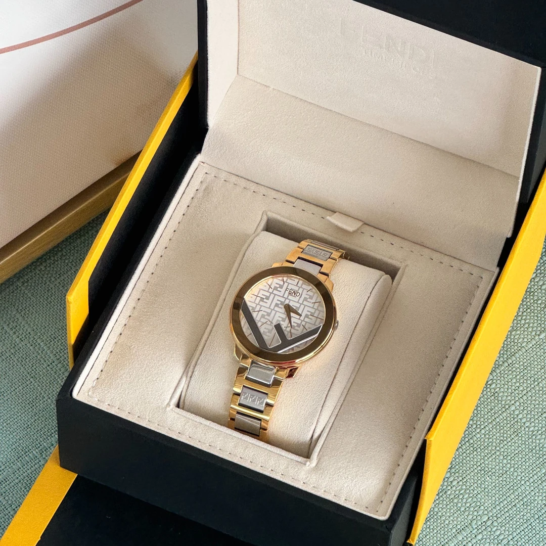 FENDI/芬迪金色表带F标志手表FOW975A2YKF0MW2