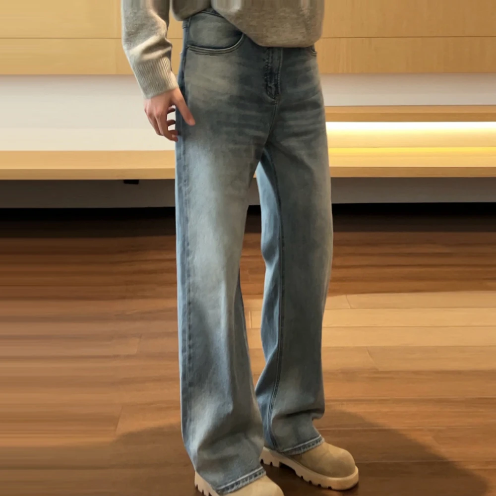 CE蓝牛王 水洗直筒牛仔裤男款2024设计做旧微宽松牛仔裤KM80073