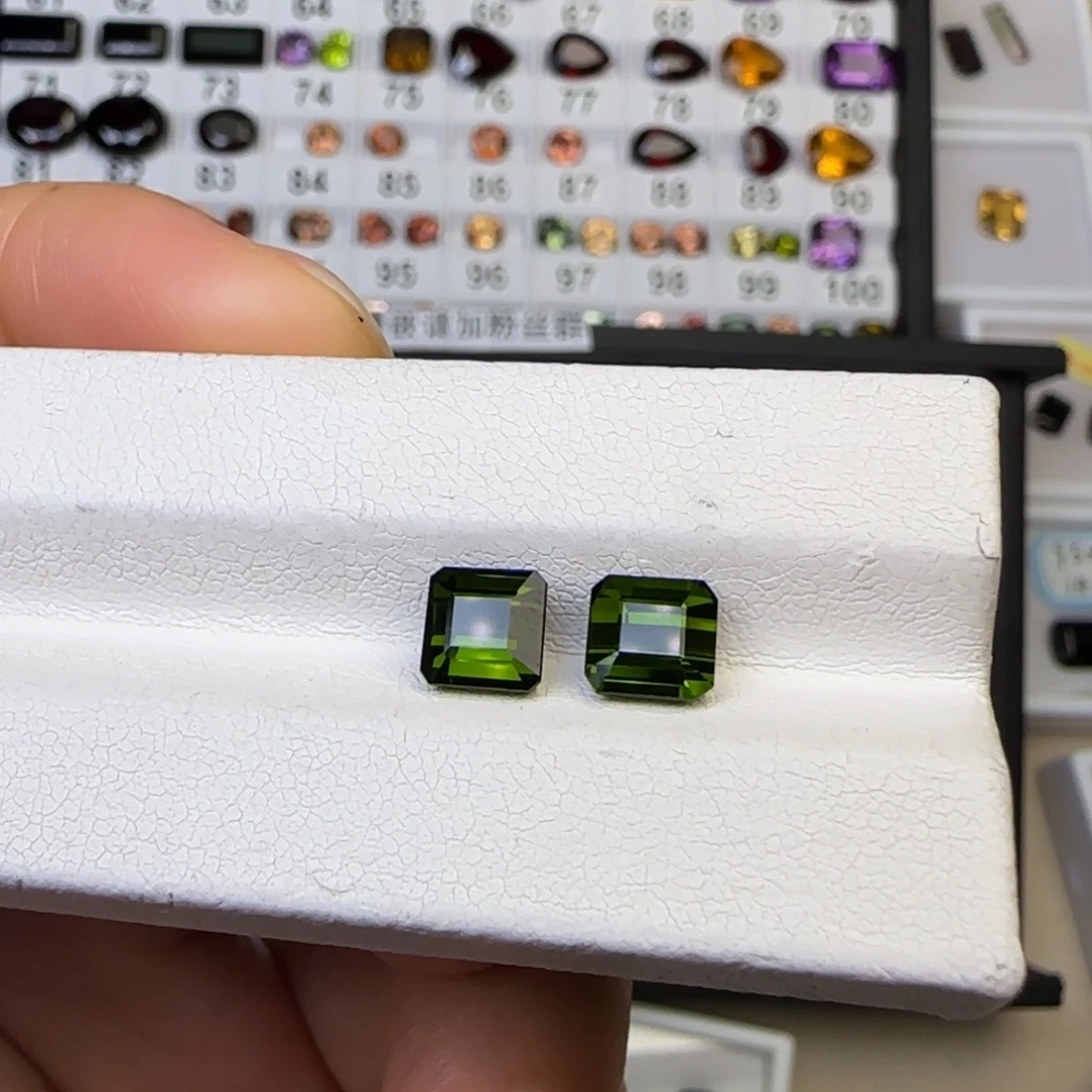 珠宝半成品碧玺未镶嵌天然3.15克拉一对