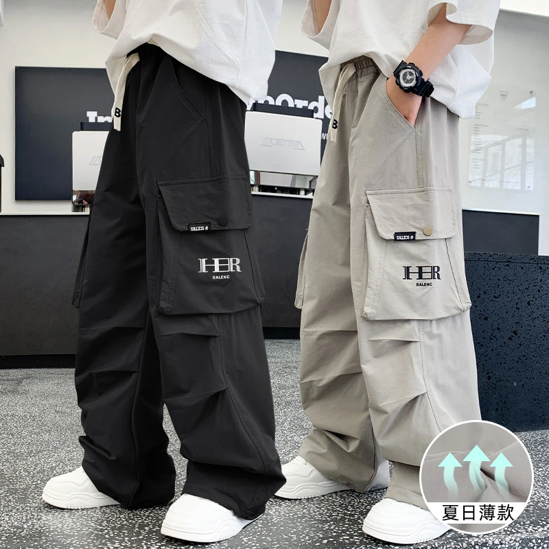 男童工装裤夏季薄款防蚊裤2025中大童休闲韩版长裤儿童裤子百搭潮