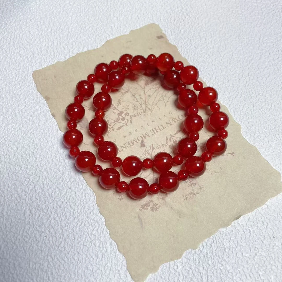 露思同款玛瑙玉髓10mm红玛瑙双圈手串多样性发货发其一