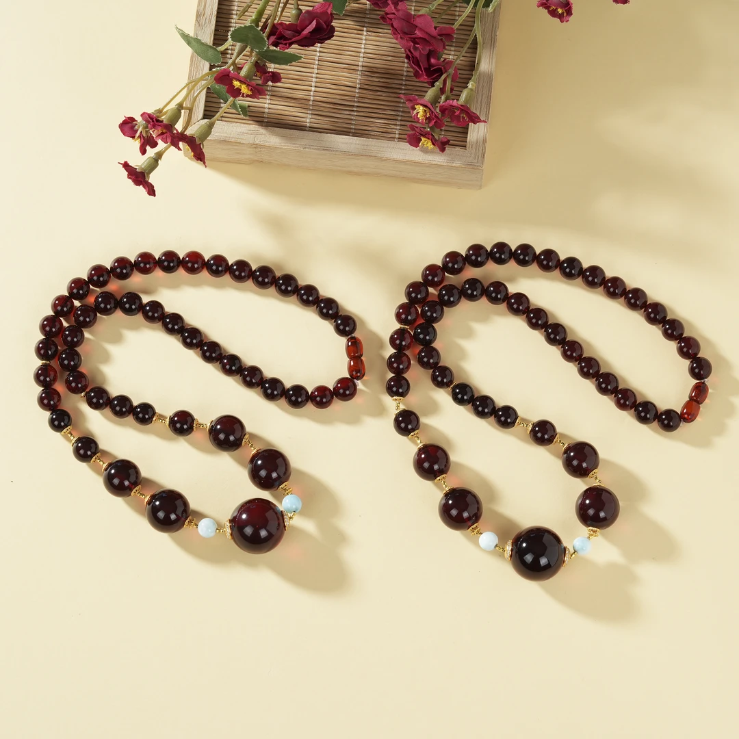 【云上叙】血珀DIY项链-多样性发其一-8-19mm-V56791-M（甄选）