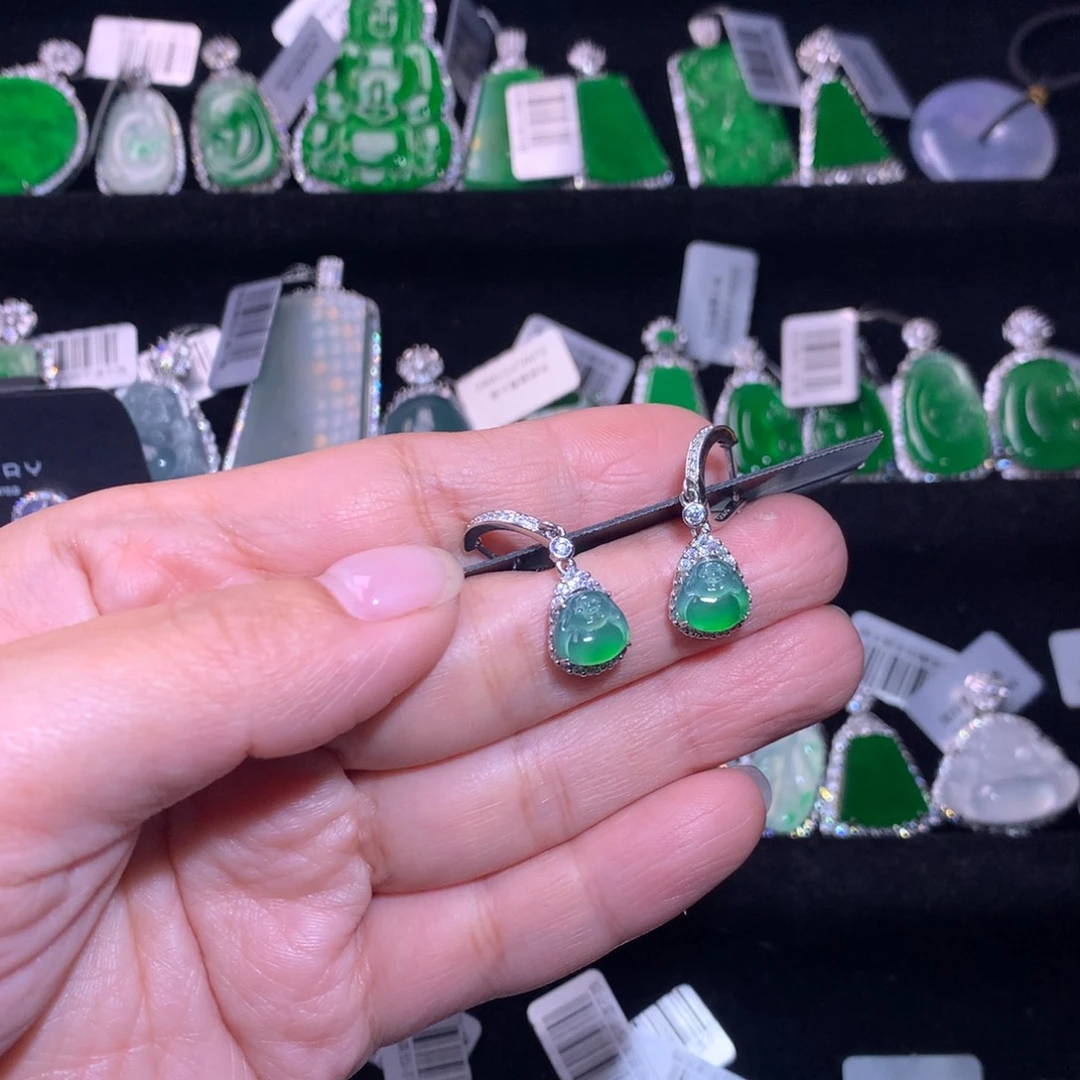 【闪购商品】银S925镶嵌翡翠耳饰