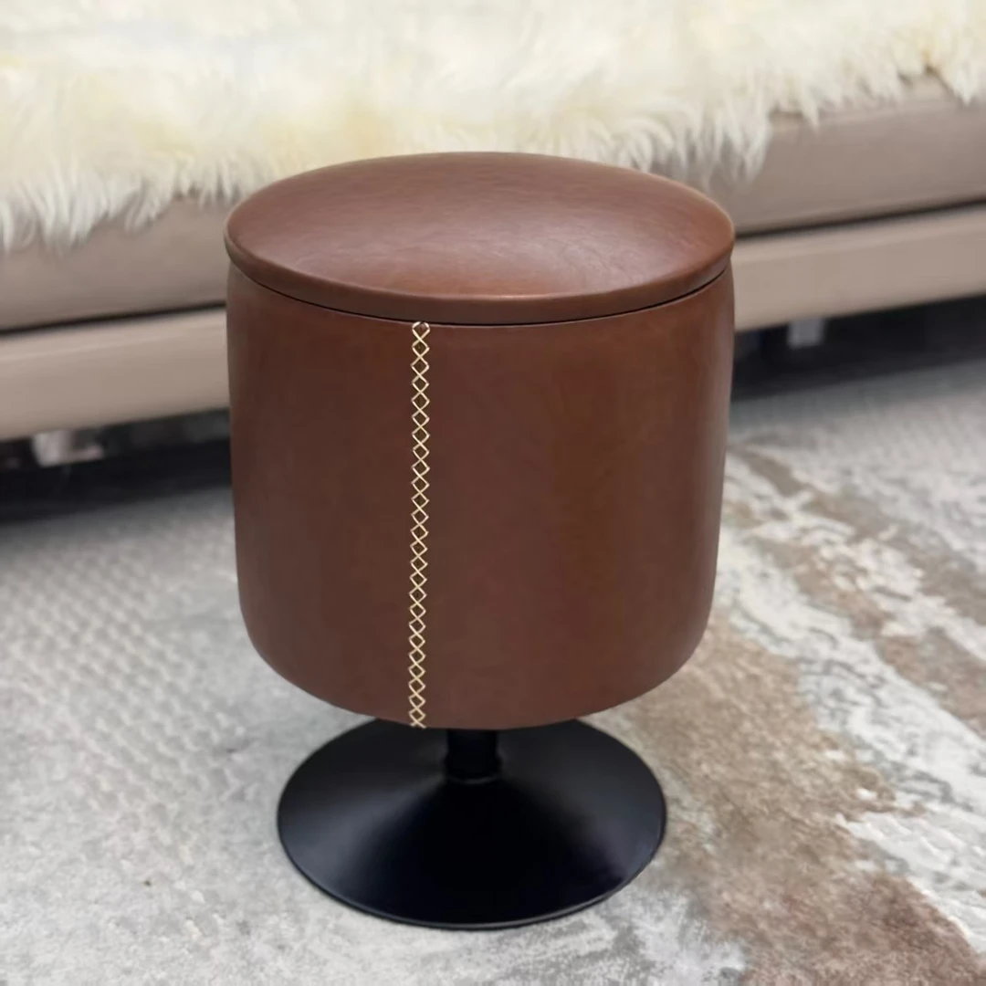 红酒杯圆凳高端化妆凳收纳储物凳旋转可移动梳妆凳圆凳轻奢现代