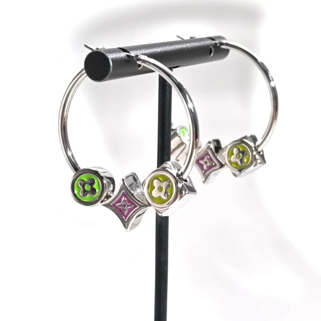 铜合金珐琅耳饰 06570甜美气质多彩花纹个性耳环