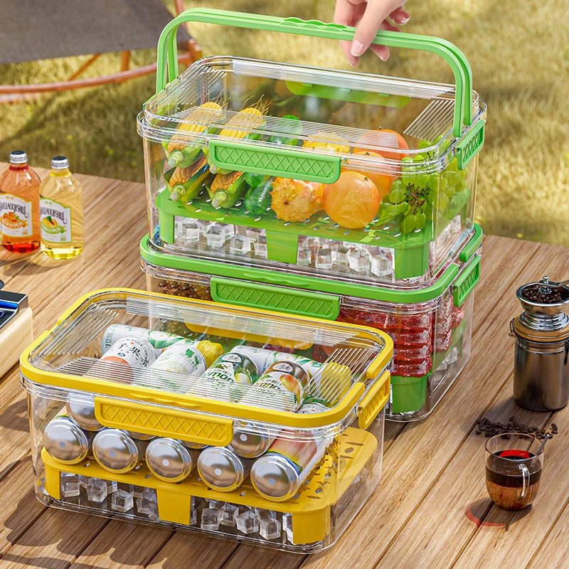 夏日手提冰袋保鲜盒外出露游营春野餐食品收纳便携移动冰箱便当盒