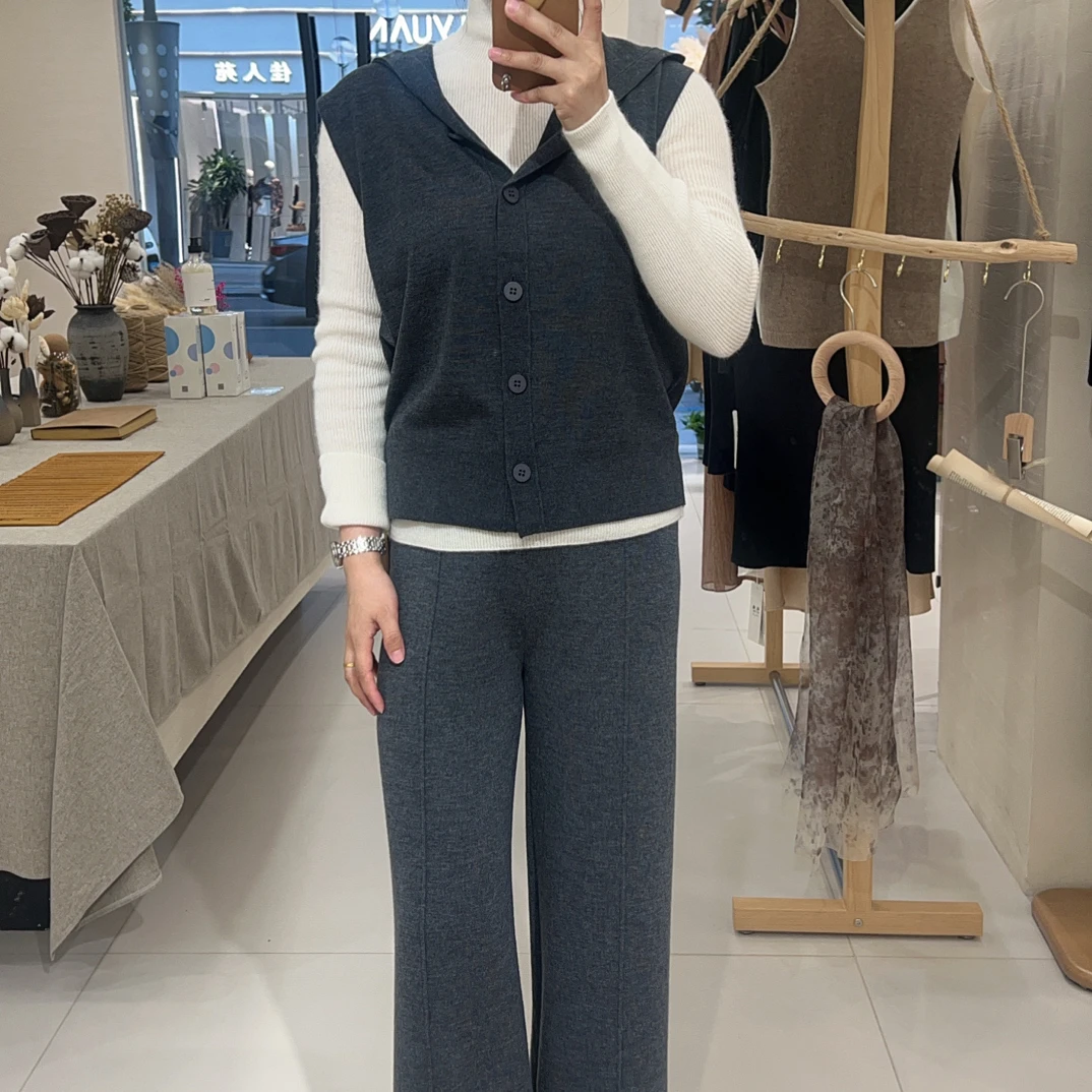 【100%极细羊毛】精纺60支连帽针织百搭休闲7006上衣