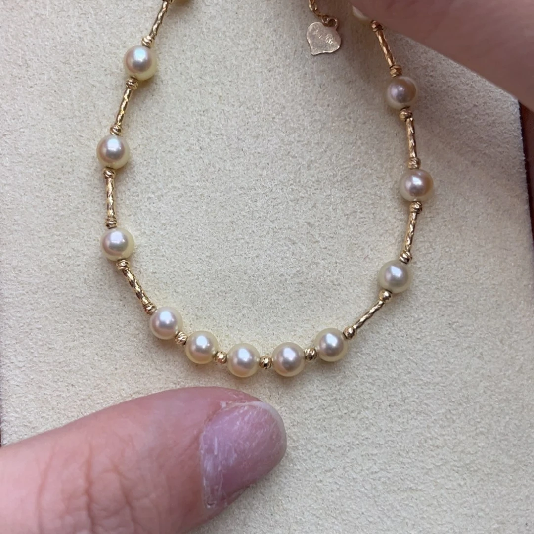海水珍珠18K金镶嵌手链