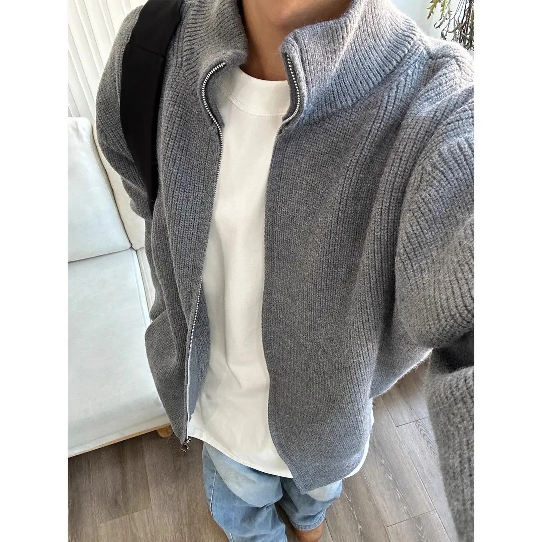cleanfit立领针织开衫外套男款春秋新款高级感痞帅毛衣开衫外套