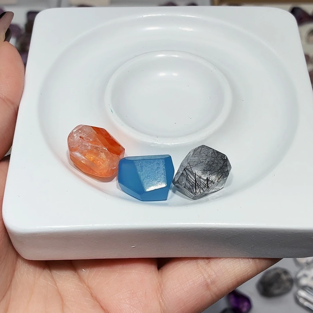 珠宝半成品未镶嵌水晶海蓝宝➕胶花➕黑发