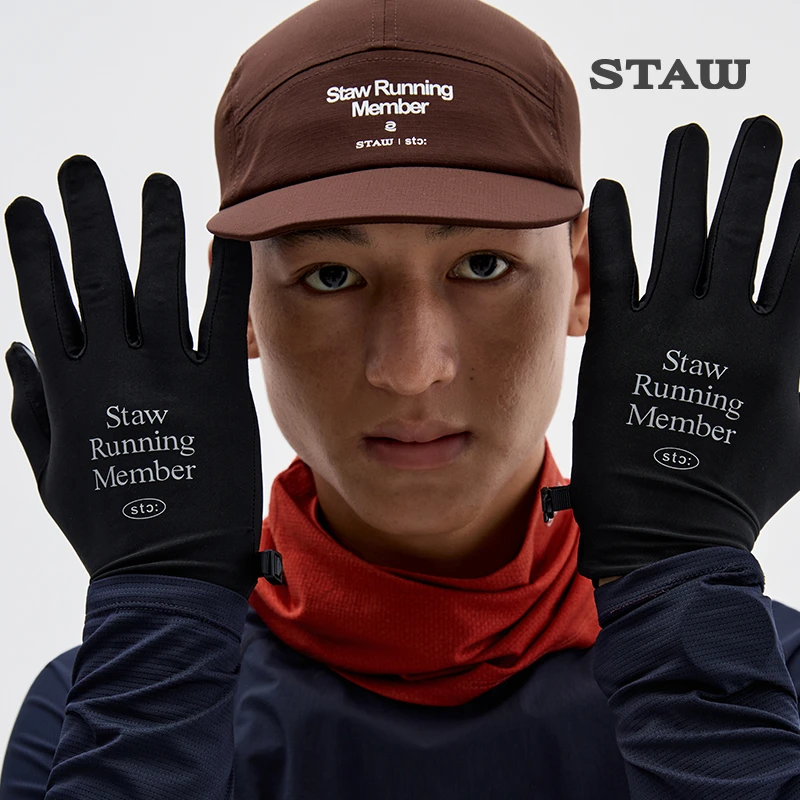 STAW世拓速干透气无感触屏防滑户外运动马拉松训练保暖跑步手套男