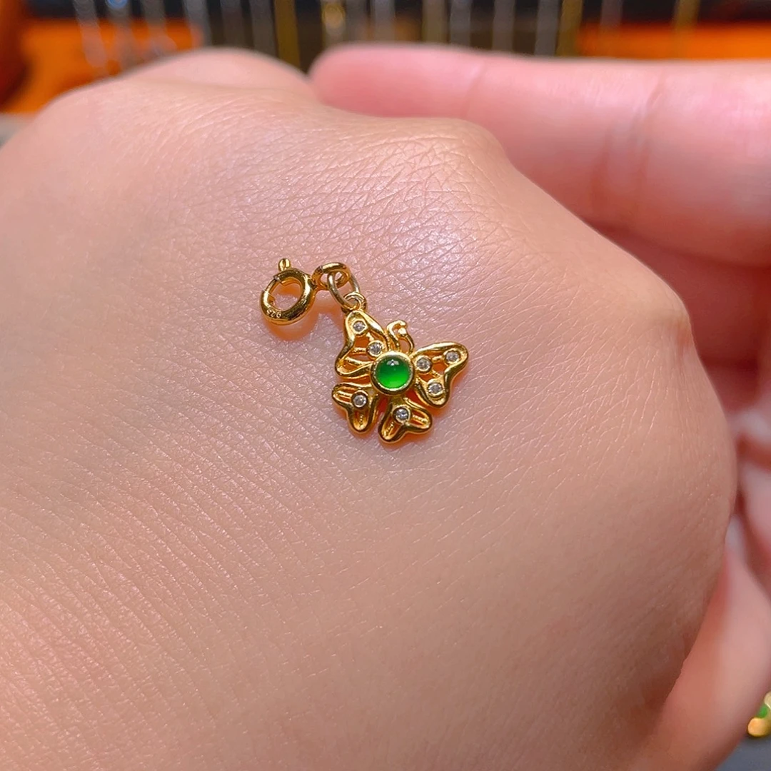 翡翠银S925镶嵌吊坠(不含链)