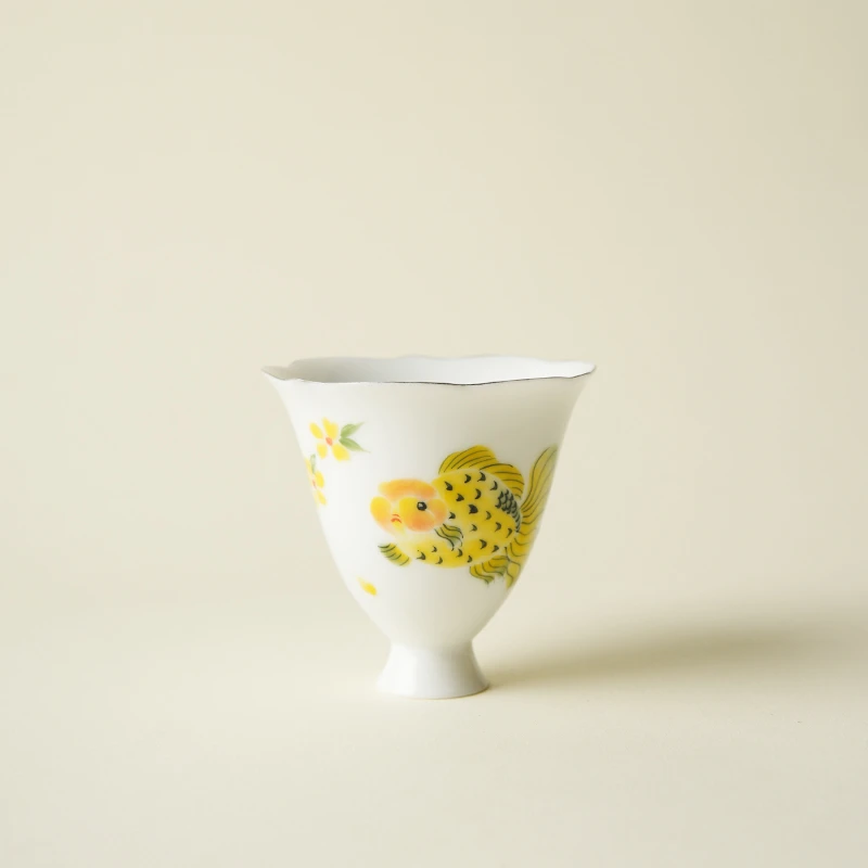 吾游茶器手绘胖头鱼-喇叭杯