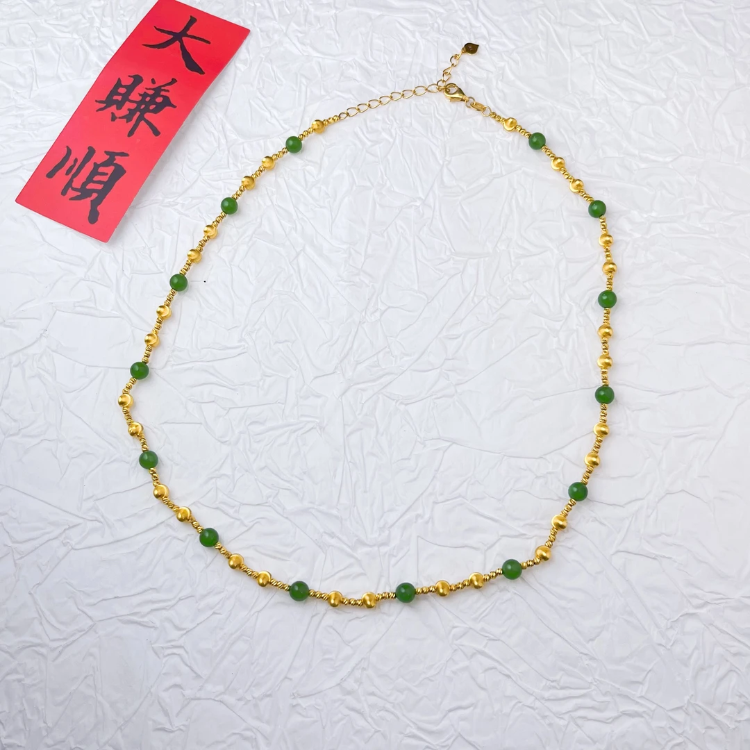 足金999黄金5D无氰大小珠珠时尚百搭项链