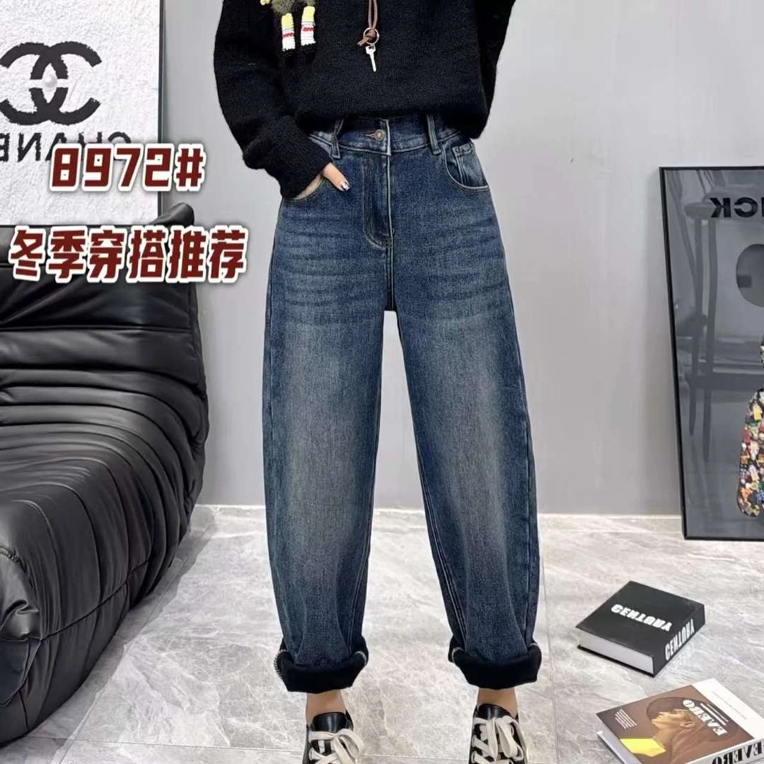 盲盒大码外贸牛仔裤松紧腰全弹力牛仔色随机发货彩色直接拍
