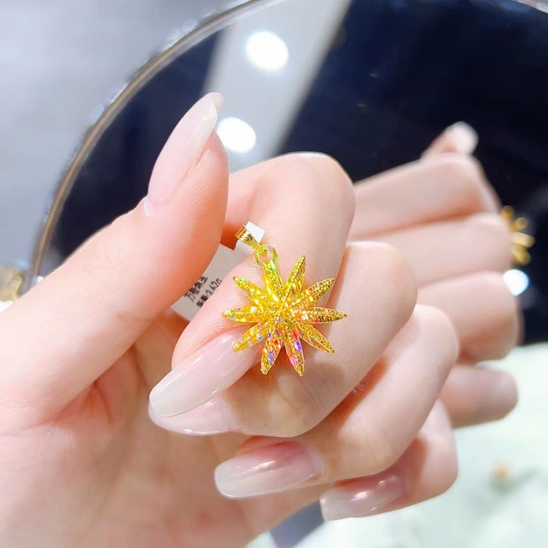 精品5G足金闪闪雪花吊坠00879