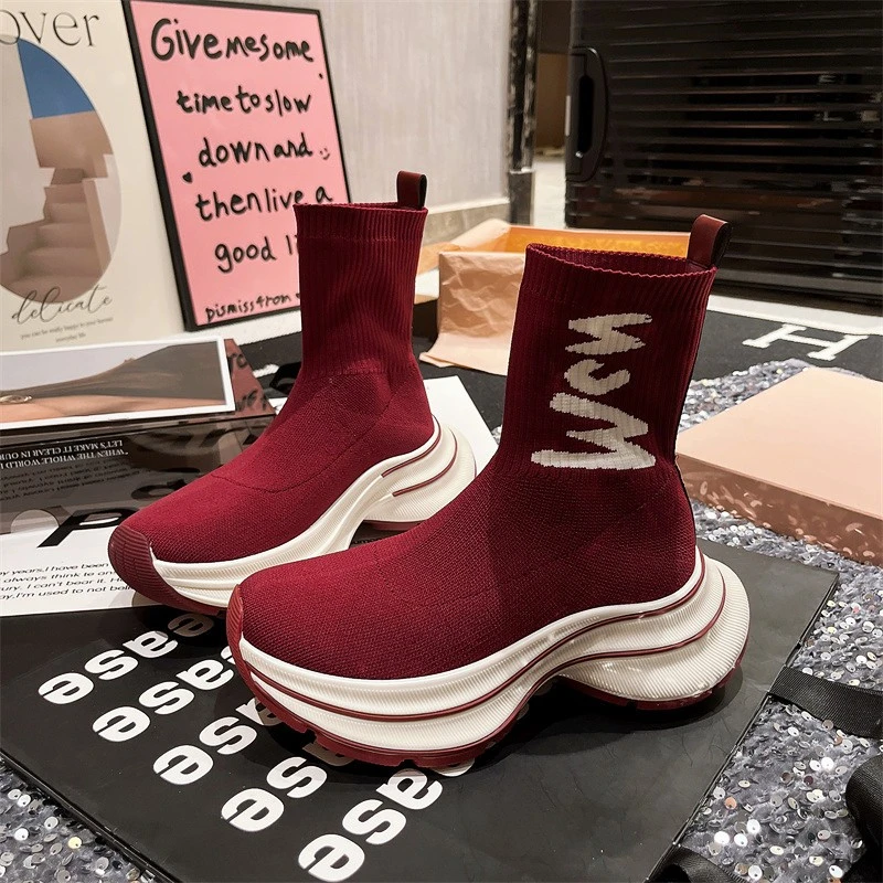 【燕】瘦瘦靴弹力袜子靴马丁靴2025年新款短靴机车靴厚底增高中筒