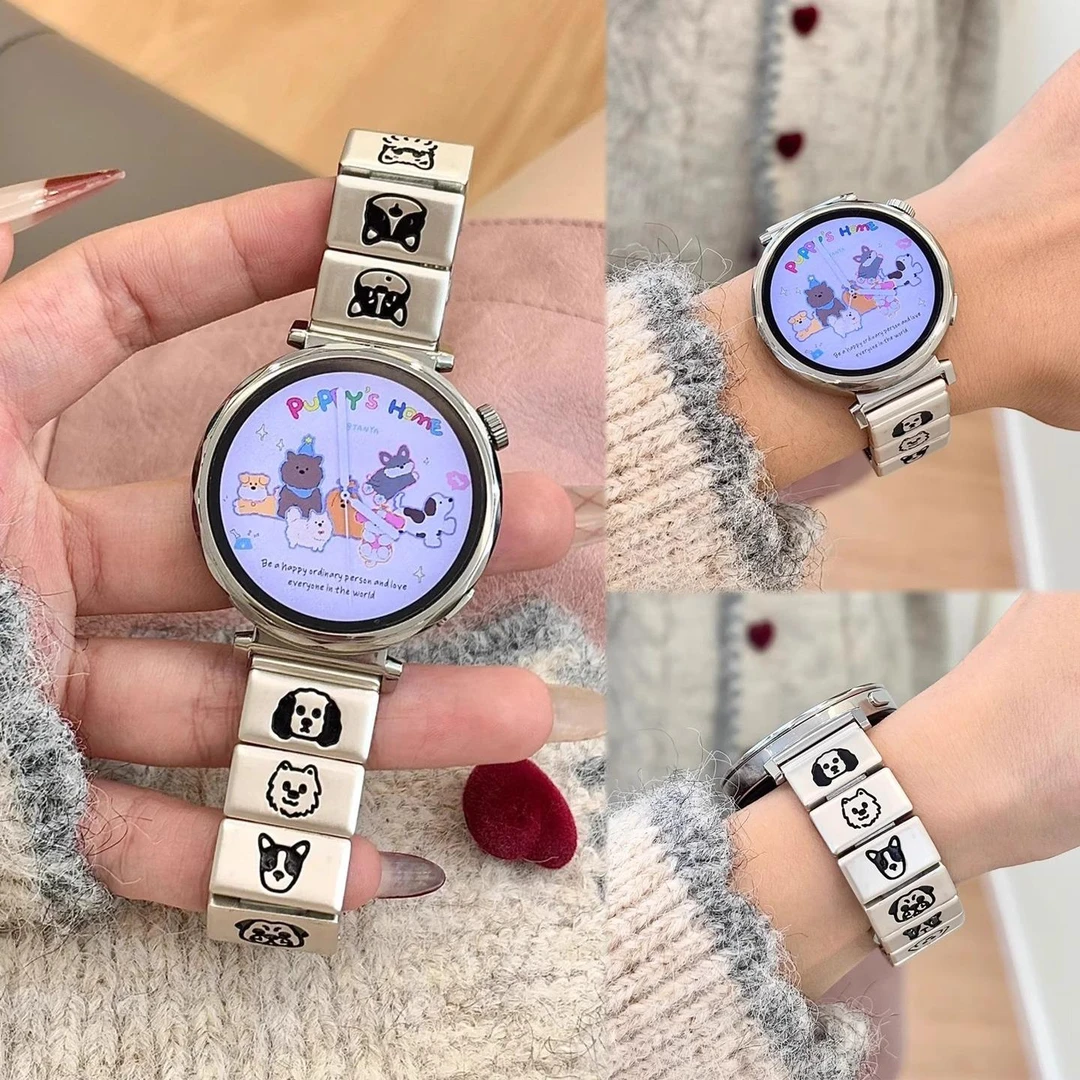 适用华为gt5表带gt4智能手表插画小狗蝴蝶扣watch234profit4腕带